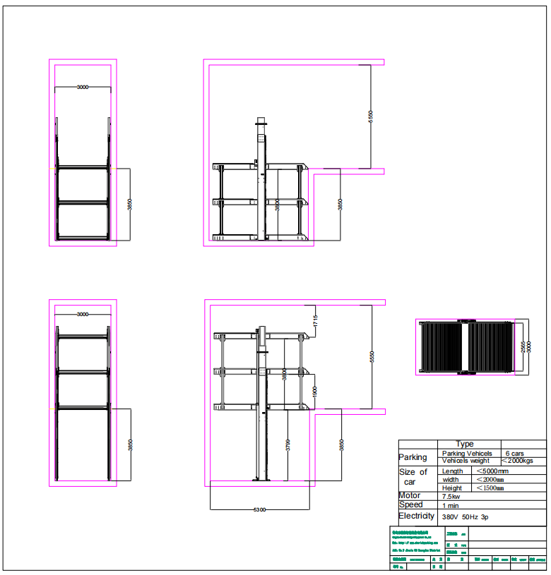 2 size of pit parking lift